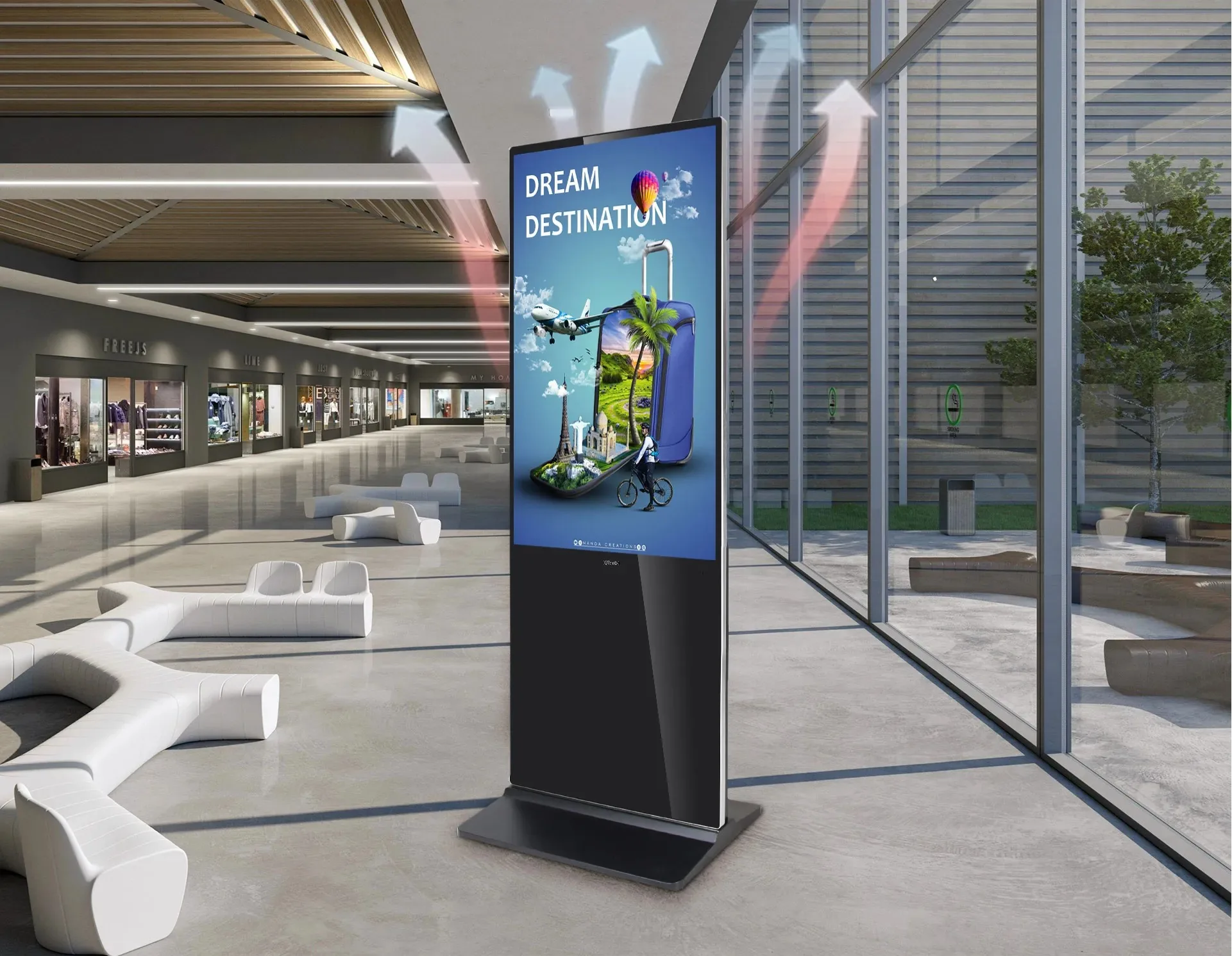 Digital Signage totem display in a shopping mall
