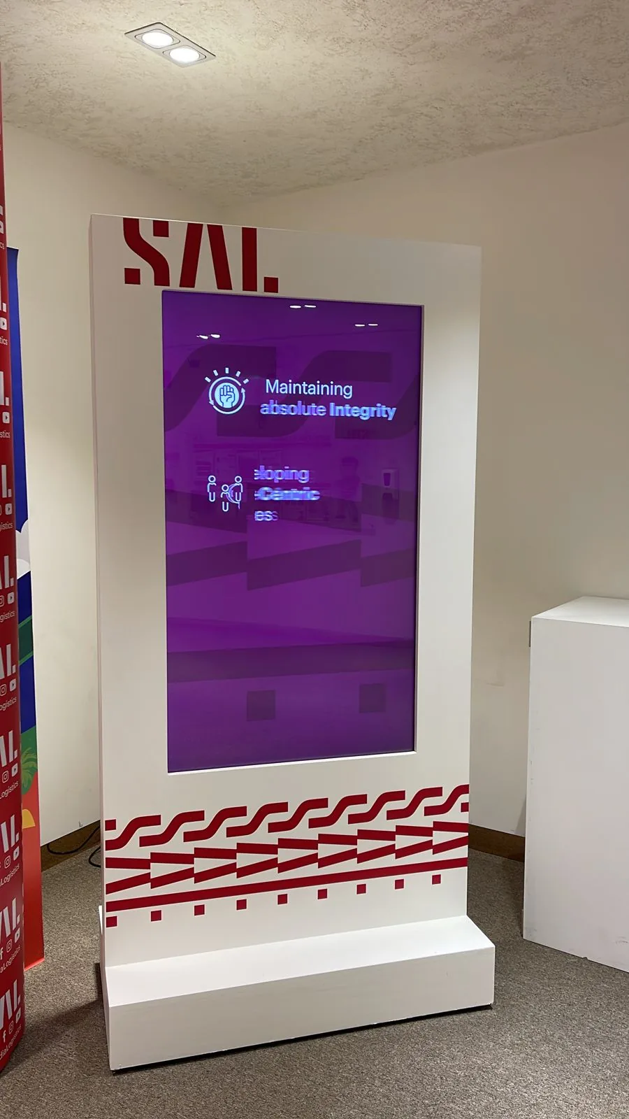 SAL digital signage screen displaying corporate values